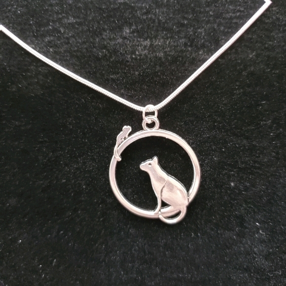 Cat & Mouse .925 Sterling Silver Necklace - Picture 3 of 4